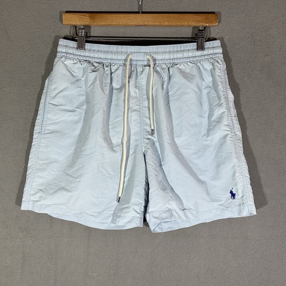 Polo Ralph Lauren Swim Shorts Size Medium Blue Trunk Pony Logo Mesh Lined Resort